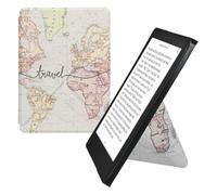 kwmobile eReader Case for Kobo Aura Edition 2 - Slim PU Leather Cover with Stand, Magnetic Closure, Auto Sleep Function and Soft Interior in Black/Multicolor