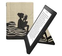 kwmobile eReader Case for Kobo Aura H2O Edition 1 - Slim PU Leather Cover with Stand, Magnetic Closure, Auto Sleep Function and Soft Interior in Black/Beige