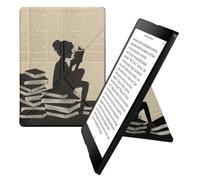kwmobile eReader Case for Kobo Aura ONE - Slim PU Leather Cover with Stand, Magnetic Closure, Auto Sleep Function and Soft Interior in Black/Beige