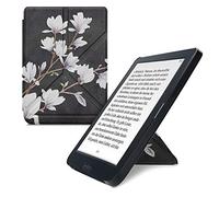kwmobile eReader Case for Kobo Nia - Slim PU Leather Cover with Stand, Magnetic Closure, Auto Sleep Function and Soft Interior in Taupe/White/Dark Grey