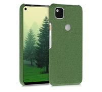 kwmobile Fabric Case Compatible with Google Pixel 4a - Case Hard Protective Phone Cover with Material Texture - Green