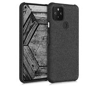 kwmobile Fabric Case Compatible with Google Pixel 5 - Case Hard Protective Phone Cover with Material Texture - Dark Grey