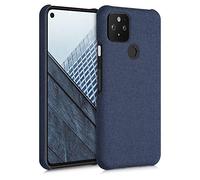 kwmobile Fabric Case Compatible with Google Pixel 5 - Case Hard Protective Phone Cover with Material Texture - Dark Blue