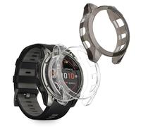 kwmobile Frame Cover Compatible with Garmin Fenix 8 51mm Cover (2-Pack) - Clear Silicone Case - Black/Transparent