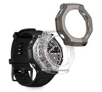 kwmobile Frame Cover Compatible with Huami Amazfit T-Rex 3 Cover (2-Pack) - Clear Silicone Case - Transparent/Black