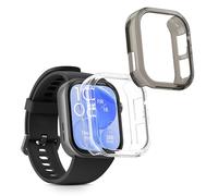 kwmobile Frame Cover Compatible with Huawei Watch Fit 3 Cover (2-Pack) - Clear Silicone Case - Transparent/Black