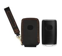 kwmobile Genuine Leather Car Key Case for Mazda 3-Button CX30 CX50 CX60 CX90 MX-30 Cover - With Keychain - Smart Key Fob Cover - Protective Holder - Black