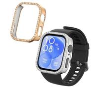 kwmobile Glitter Frame Protector Compatible with Huawei Watch Fit 3 Frame Protector (Set of 2) - Silver/Rose Gold