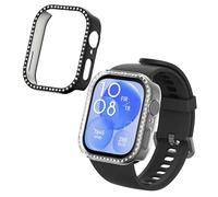 kwmobile Glitter Frame Protector Compatible with Huawei Watch Fit 3 Frame Protector (Set of 2) - Transparent/Black