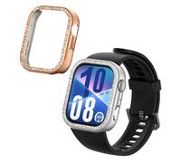 kwmobile Glitter Frame Protector Compatible with Huawei Watch Fit 4 Frame Protector (Set of 2) - Silver/Rose Gold