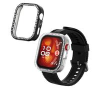 kwmobile Glitter Frame Protector Compatible with Huawei Watch Fit 4 Pro Frame Protector (Set of 2) - Transparent/Black