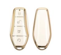 kwmobile Key Cover Compatible with BYD Atto 3 / Sealion/Han/Tang/Dolphin/Seal - Car Key Fob Case Protector - White/Gold