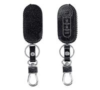 kwmobile Key Cover Compatible with Fiat Lancia 3 Button Car Flip Key - Faux Leather Car Key Fob Protector - Black Matte