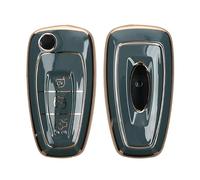 kwmobile Key Cover Compatible with Ford 3 Button Car Flip Key - Car Key Fob Case Protector - Blue/Gold