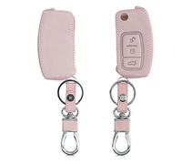 kwmobile Key Cover Compatible with Ford 3 Button Car Flip Key - Faux Leather Car Key Fob Protector - Rose Gold