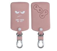 kwmobile Key Cover Compatible with Renault 4 Button Car Key (only Keyless Go) - Faux Leather Car Key Fob Protector - White/Rose Gold