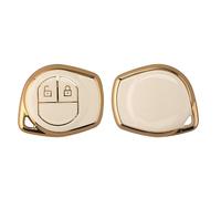 kwmobile Key Cover Compatible with Suzuki 2 Button Car Key - Car Key Fob Case Protector - White/Gold