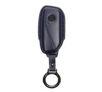 kwmobile Key Fob Cover for BMW 4-Button X7 X1 U11 iX iX1 7 Series G07 i7 Cover - Protective Case - Soft Fob Pouch - Genuine Leather Shell with Keyring - Dark Blue