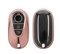 kwmobile Key Fob Cover for Mercedes Benz 3 Button Smart Car Key Cover - Protective Car Key Case - Soft Anti-Slip TPU Shell - Scratch Resistant - Rose Gold High Gloss