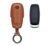 kwmobile Key Fob Cover for Nissan 3-Button Ariya B6 B9 X-trail T33 Qashqai Cover - Protective Case - Soft Fob Pouch - Genuine Leather Shell with Keyring - Light Brown