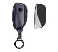 kwmobile Leather Key Cover Compatible with BMW 4-button X7 X1 U11 iX ix1 7 Series G07 I7 Car Key Key Cover - Genuine Leather - Dark Blue