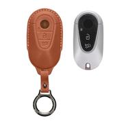 kwmobile Leather Key Cover Compatible with Mercedes Benz 3 Button Smart Car Key Key Cover - Genuine Leather - Light Brown