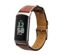 kwmobile Leather Strap for Fitbit Charge 6 / Charge 5 Watch Strap - Fitness Tracker Replacement Watch Band - Sports Wristband with Clasp - Brown