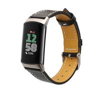 kwmobile Leather Strap for Fitbit Charge 6 / Charge 5 Watch Strap - Fitness Tracker Replacement Watch Band - Sports Wristband with Clasp - Black