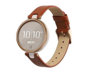 kwmobile Leather Strap for Garmin Lily Sport Watch Strap - Fitness Tracker Replacement Watch Band - Sports Wristband with Clasp - Brown