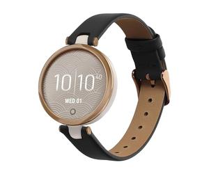 kwmobile Leather Strap for Garmin Lily Sport Watch Strap - Fitness Tracker Replacement Watch Band - Sports Wristband with Clasp - Black