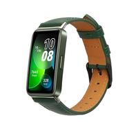 kwmobile Leather Strap for Huawei Band 10/9 / 8 Watch Strap - Fitness Tracker Replacement Watch Band - Sports Wristband with Clasp - Dark Green