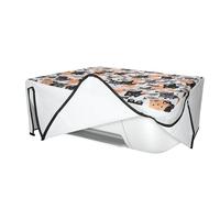 kwmobile Linen Printer Cover Compatible with HP DeskJet 2755e / DeskJet 2720e / 2710e / 2820e / 2721e Case - Cats Orange/Black/White