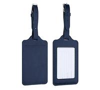 kwmobile Luggage Tags - 2X Synthetic Leather Name Address Cards for Travel Luggage, Suitcases - Dark Blue
