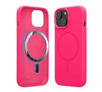kwmobile Magnetic Silicone Case Compatible with Apple iPhone 15 - Compatible with MagSafe - Shockproof, Anti-Slip Phone Cover - Neon Pink