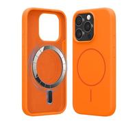 kwmobile Magnetic Silicone Case Compatible with Apple iPhone 15 Pro - Compatible with MagSafe - Shockproof, Anti-Slip Phone Cover - Fruity Orange