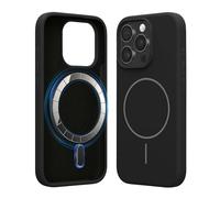 kwmobile Magnetic Silicone Case Compatible with Apple iPhone 15 Pro - Compatible with MagSafe - Shockproof, Anti-Slip Phone Cover - Black