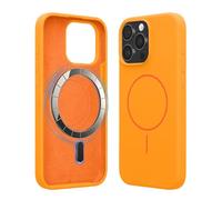 kwmobile Magnetic Silicone Case Compatible with Apple iPhone 15 Pro Max - Compatible with MagSafe - Shockproof, Anti-Slip Phone Cover - Fruity Orange