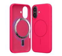 kwmobile Magnetic Silicone Case Compatible with Apple iPhone 16 - Compatible with MagSafe - Shockproof, Anti-Slip Phone Cover - Neon Pink