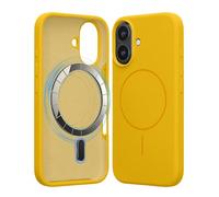 kwmobile Magnetic Silicone Case Compatible with Apple iPhone 16 - Compatible with MagSafe - Shockproof, Anti-Slip Phone Cover - Radiant Yellow
