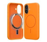 kwmobile Magnetic Silicone Case Compatible with Apple iPhone 16 - Compatible with MagSafe - Shockproof, Anti-Slip Phone Cover - Fruity Orange