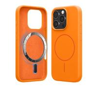 kwmobile Magnetic Silicone Case Compatible with Apple iPhone 16 Pro - Compatible with MagSafe - Shockproof, Anti-Slip Phone Cover - Fruity Orange