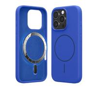 kwmobile Magnetic Silicone Case Compatible with Apple iPhone 16 Pro - Compatible with MagSafe - Shockproof, Anti-Slip Phone Cover - Baltic Blue
