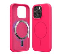kwmobile Magnetic Silicone Case Compatible with Apple iPhone 16 Pro - Compatible with MagSafe - Shockproof, Anti-Slip Phone Cover - Neon Pink