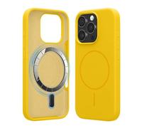 kwmobile Magnetic Silicone Case Compatible with Apple iPhone 16 Pro - Compatible with MagSafe - Shockproof, Anti-Slip Phone Cover - Radiant Yellow