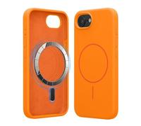 kwmobile Magnetic Silicone Case Compatible with Apple iPhone 17e / iPhone 16e - Compatible with MagSafe - Shockproof, Anti-Slip Phone Cover - Fruity Orange