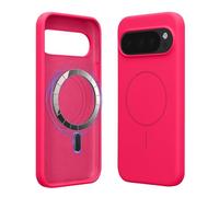 kwmobile Magnetic Silicone Case Compatible with Google Pixel 10 Pro XL - Compatible with MagSafe - Shockproof, Anti-Slip Phone Cover - Neon Pink