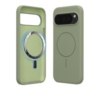 kwmobile Magnetic Silicone Case Compatible with Google Pixel 10 Pro XL - Compatible with MagSafe - Shockproof, Anti-Slip Phone Cover - Gray Green