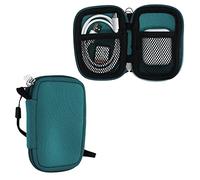 kwmobile Neopren Earphone Case for Earbuds - Small Hearing Aid case with inner mesh pouch - Zipper Storage Bag Pouch for Headphones Earbuds - Petrol