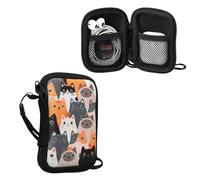 kwmobile Neoprene Case Compatible with in-ear Headphones - 6 x 9 cm Case with Zip - Cats