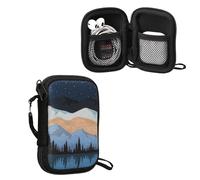 kwmobile Neoprene Case Compatible with in-ear Headphones - Case with Zip - Starry Night Lake